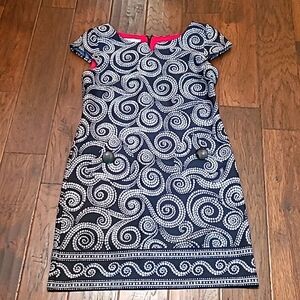 London Times black & white swirled polka-dot dress size 8